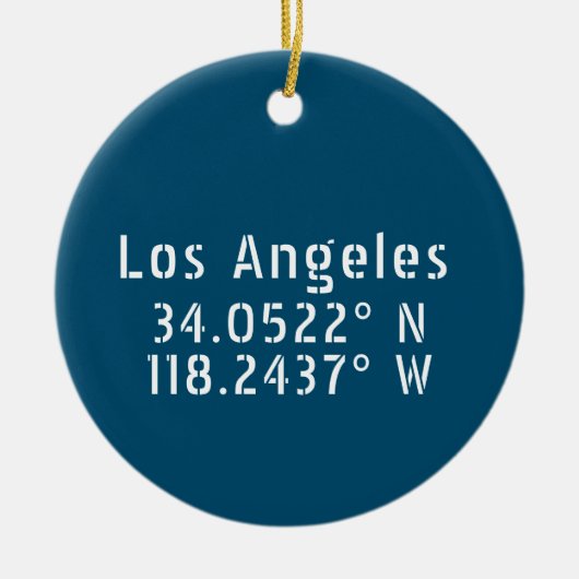 Los Angeles CA Latitude Longitude Blue Keramisch Ornament (Voorkant)