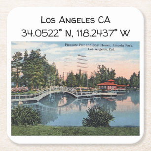 Los Angeles CA Map Coordinates Style Vierkante Kartonnen Onderzetter