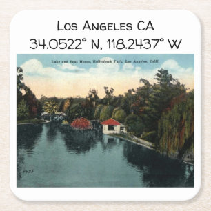 Los Angeles CA Map Coordinates Style Vierkante Kartonnen Onderzetter