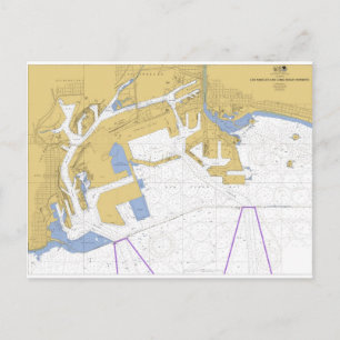 Los Angeles, CA Nautical Harbor Chart Briefkaart