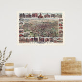 Los Angeles, CA Panoramic Map - 1891 Poster (Keuken)