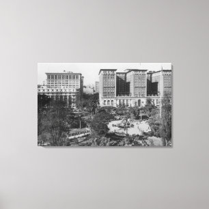 Los Angeles, CA Perishing Square en Biltmore Canvas Afdruk