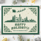Los Angeles, CA Skyline Happy Holidays Carte posta