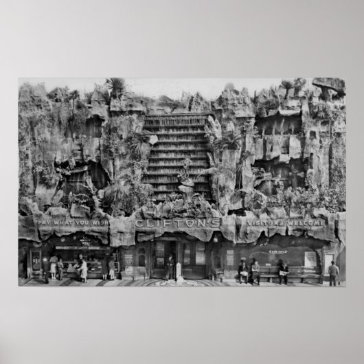 Los Angeles, CA Uitzicht van Clifton's Pacific Zee Poster (Voorkant)