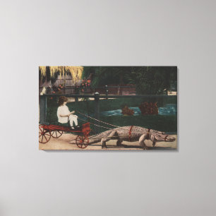 Los Angeles, CAAlligator FarmPulling Girl Canvas Afdruk