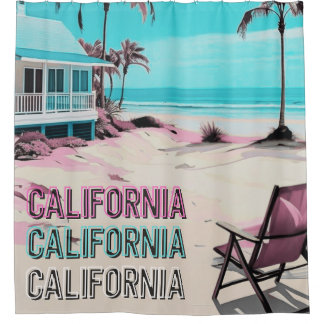Los Angeles California Beach Home Decor Douchegordijn