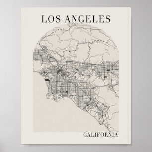 Los Angeles California Boho Arch Street Map Poster