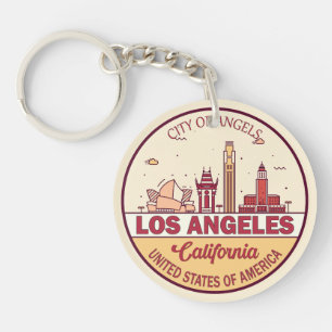 Los Angeles California City Skyline-embleem Sleutelhanger