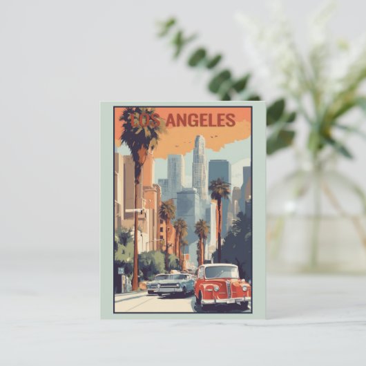 Los Angeles California City Skyline Reizen Briefkaart (Staand voorkant)