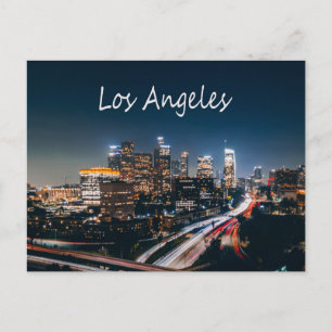 Los Angeles California City Skyline 's nachts Briefkaart