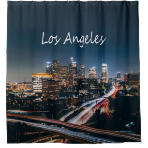 Los Angeles California City Skyline 's nachts Douchegordijn
