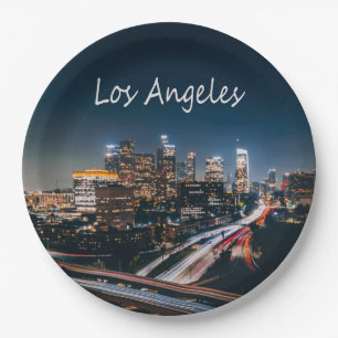 Los Angeles California City Skyline 's nachts Papieren Bordje