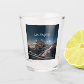 Los Angeles California City Skyline 's nachts Shot Glas (Voorkant)