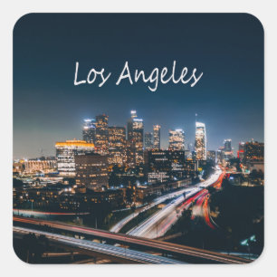 Los Angeles California City Skyline 's nachts Vierkante Sticker