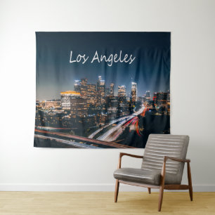 Los Angeles California City Skyline 's nachts Wandkleed