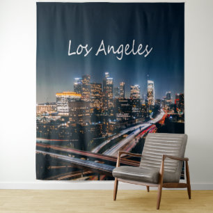 Los Angeles California City Skyline 's nachts Wandkleed