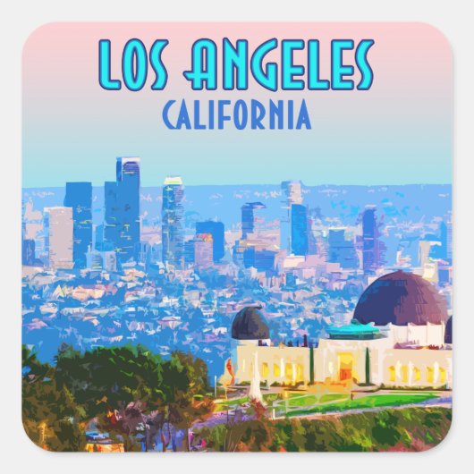 Los Angeles California Griffith Observatory Vierkante Sticker (Voorkant)