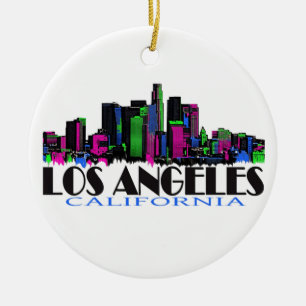 Los Angeles California neon skyline Keramisch Ornament