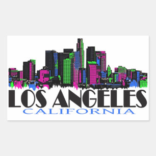 Los Angeles California neon skyline Rechthoekige Sticker
