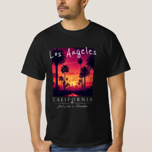 Los Angeles California Paradijs Zonsondergang Retr T-shirt