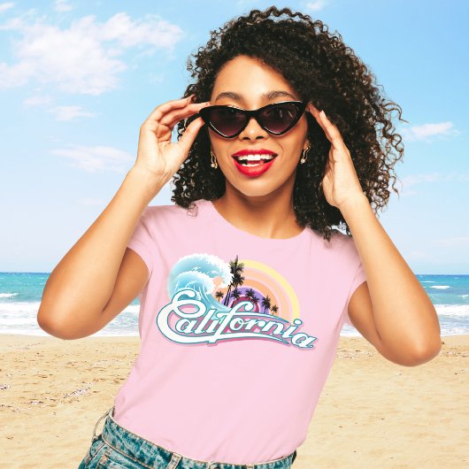 Los Angeles California Regenboog Retro Tropisch T-shirt