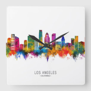 Los Angeles California Silhouet Vierkante Klok