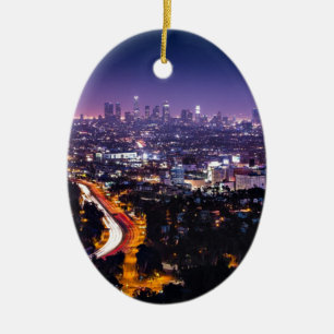 Los Angeles, California Skyline 's nachts Keramisch Ornament