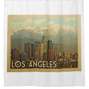 Los Angeles California Vintage Travel Douchegordijn