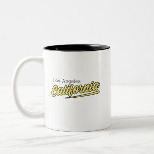 Los Angeles California Yellow Typografie Tweekleurige Koffiemok