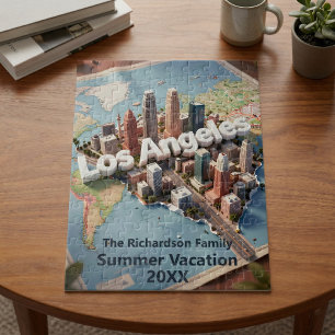 Los Angeles Californië 3D Silhouette Kaart Vakanti Legpuzzel