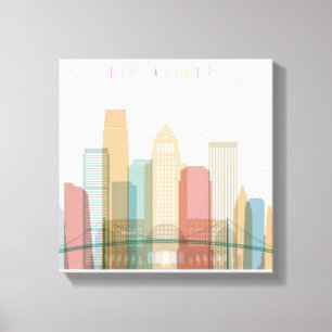 Los Angeles, Californië   City Skyline Canvas Afdruk