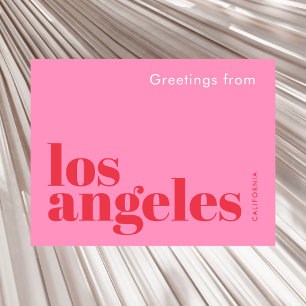 Los Angeles Californië modern roze rood Briefkaart