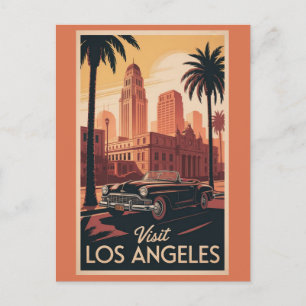 Los Angeles Californië Oude Auto Stads Silhouet Briefkaart
