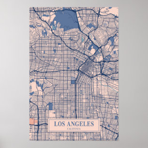 Los Angeles Californië Winderige Stad Kaart Reizen Poster