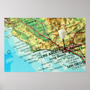 Los Angeles, Californische kaart Poster