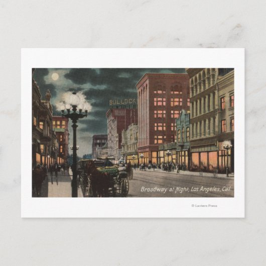 Los Angeles, CAStreet-Uitzicht van Broadway op Briefkaart (Voorkant)