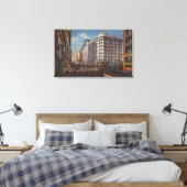 Los Angeles, CAView of Warner Bros. op 7th Street. Canvas Afdruk (Insitu (Slaapkamer))
