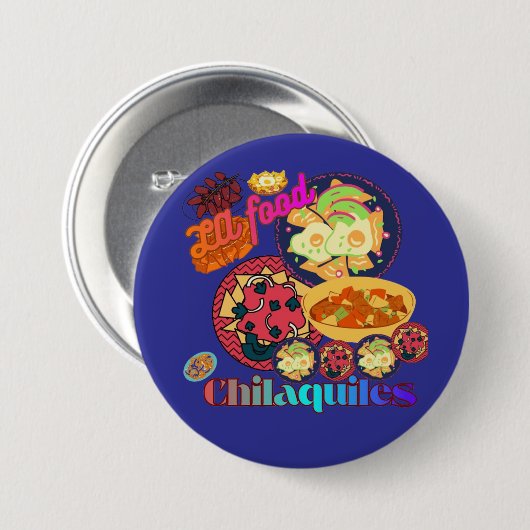 Los Angeles Chilaquiles deep blue Ronde Button 7,6 Cm (Voorkant /achterkant)