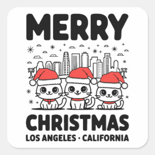 Los Angeles City California Merry Christmas Vereni Vierkante Sticker