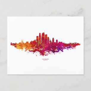 Los Angeles City Skyline kleurrijk Briefkaart