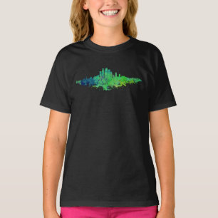 Los Angeles City Skyline - Lime Green Blue T-shirt
