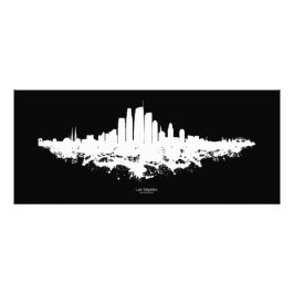 Los Angeles City Skyline Waterverf Foto Afdruk