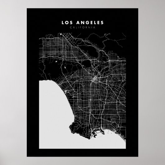 Los Angeles Dark City Map Poster (Voorkant)