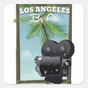 Los Angeles Filmcamera Reisposter Vierkante Sticker