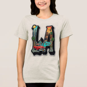 Los Angeles Gotische Retro Auto & Skeletten Design Tri-Blend Shirt