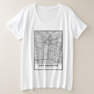 Los Angeles Kaart Grote Maat T-shirt