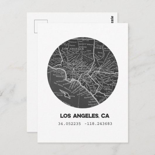 Los Angeles Map Briefkaart (Voorkant / Achterkant)