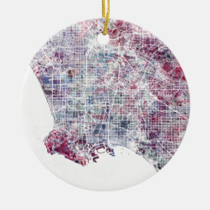 Los Angeles map California watercolor painting Keramisch Ornament