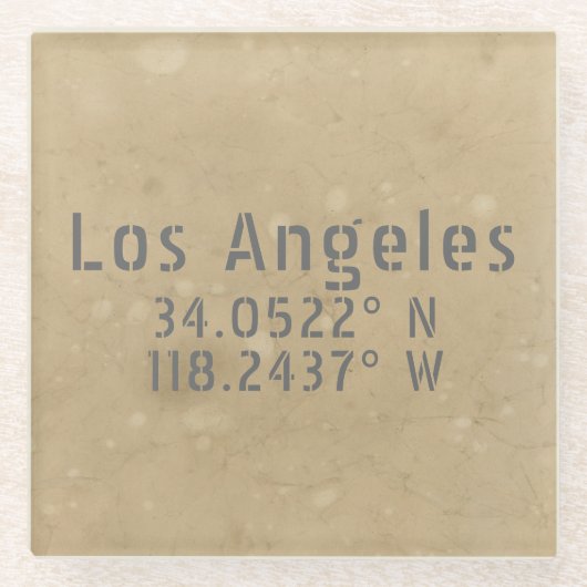 Los Angeles Map Coordinates Glazen Onderzetter (Voorkant)
