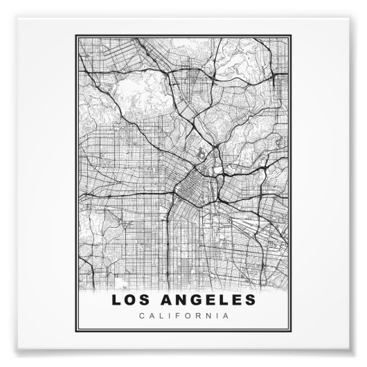 Los Angeles Map Foto Afdruk (Voorkant)